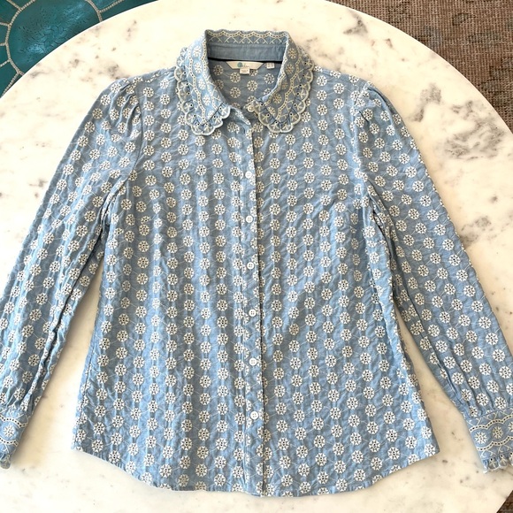 Boden Light Blue Broderie Top - Picture 2 of 4